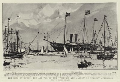 El rey en Cowes, la llegada del Victoria y Albert el martes por la tarde de Charles Edward Dixon